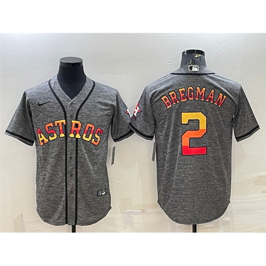 Men Houston Astros 2 Alex Bregman Grey Cool Base Stitched Baseball Jersey Men Houston Astros 2 Alex Bregman Grey Cool Base Stitched Baseball Jersey