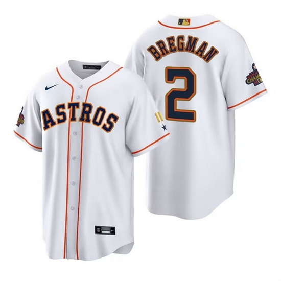 Men Houston Astros 2 Alex Bregman White Gold 2022 World Series Champions Stitched Baseball Jersey Men Houston Astros 2 Alex Bregman White Gold 2022 World Series Champions Stitched Baseball Jersey
