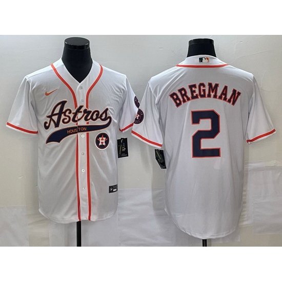 Men Houston Astros 2 Alex Bregman White With Patch Cool Base Stitched Baseball Jersey Men Houston Astros 2 Alex Bregman White With Patch Cool Base Stitched Baseball Jersey
