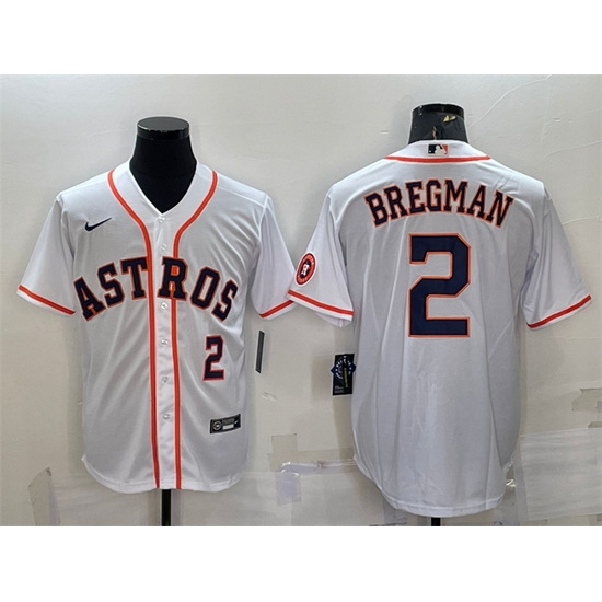 Men Houston Astros 2 Alex Bregman White With Patch Cool Base Stitched Jersey Men Houston Astros 2 Alex Bregman White With Patch Cool Base Stitched Jersey