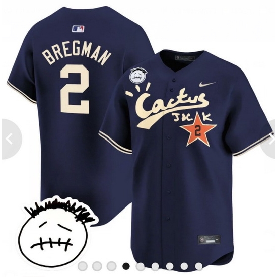 Men Houston Astros 2 Bregman Cactus Jack Vapor Premier Limited Stitched Navy Baseball Jersey Men Houston Astros 2 Bregman Cactus Jack Vapor Premier Limited Stitched Navy Baseball Jersey