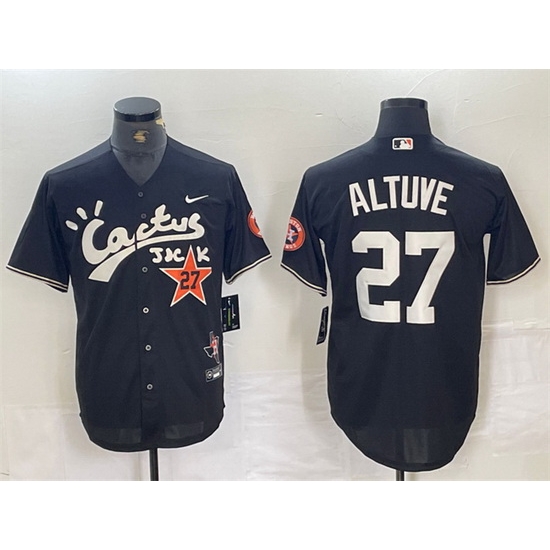 Men Houston Astros 27 Jose Altuve Black Cactus Jack Vapor Premier Limited Stitched Baseball Jersey Men Houston Astros 27 Jose Altuve Black Cactus Jack Vapor Premier Limited Stitched Baseball Jersey