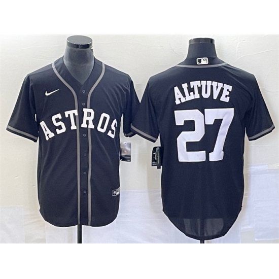 Men Houston Astros 27 Jose Altuve Black Cool Base Stitched Baseball Jersey Men Houston Astros 27 Jose Altuve Black Cool Base Stitched Baseball Jersey