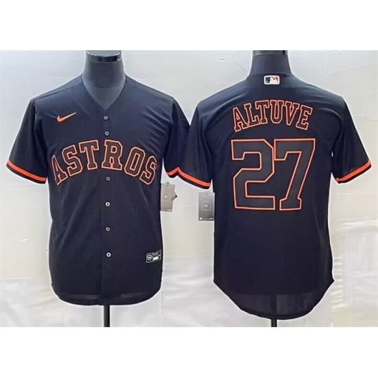 Men Houston Astros 27 Jose Altuve Black Cool Base Stitched Jersey Men Houston Astros 27 Jose Altuve Black Cool Base Stitched Jersey