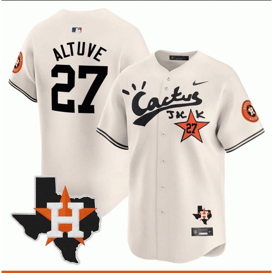 Men Houston Astros 27 Jose Altuve Cactus Jack Vapor Premier Limited Stitched Baseball Jersey Men Houston Astros 27 Jose Altuve Cactus Jack Vapor Premier Limited Stitched Baseball Jersey