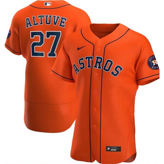 Men Houston Astros 27 Jose Altuve Orange Flex Base Stitched Jersey Men Houston Astros 27 Jose Altuve Orange Flex Base Stitched Jersey