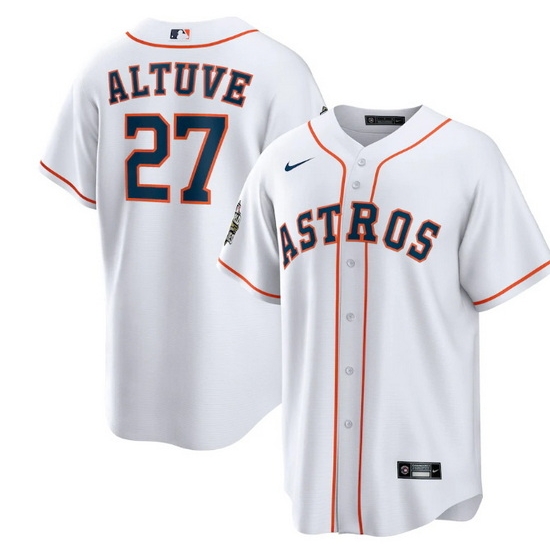 Men Houston Astros 27 Jose Altuve White 2022 World Series Home Stitched Baseball Jersey Men Houston Astros 27 Jose Altuve White 2022 World Series Home Stitched Baseball Jersey