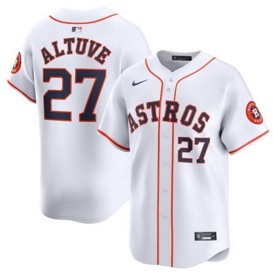 Men Houston Astros 27 Jose Altuve White 2024 Home Limited Stitched Baseball Jersey Men Houston Astros 27 Jose Altuve White 2024 Home Limited Stitched Baseball Jersey