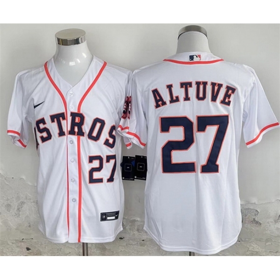Men Houston Astros 27 Jose Altuve White 2024 Home Stitched Baseball Jersey Men Houston Astros 27 Jose Altuve White 2024 Home Stitched Baseball Jersey