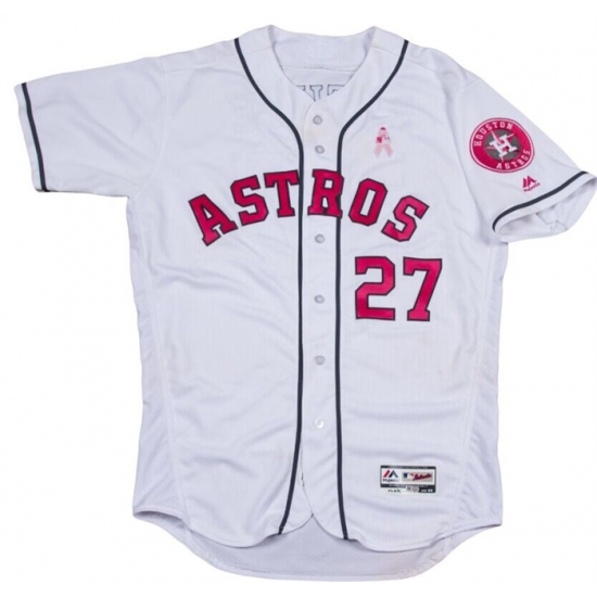 Men Houston Astros 27 Jose Altuve White Pink Flex Base Stitched Baseball Jersey Men Houston Astros 27 Jose Altuve White Pink Flex Base Stitched Baseball Jersey