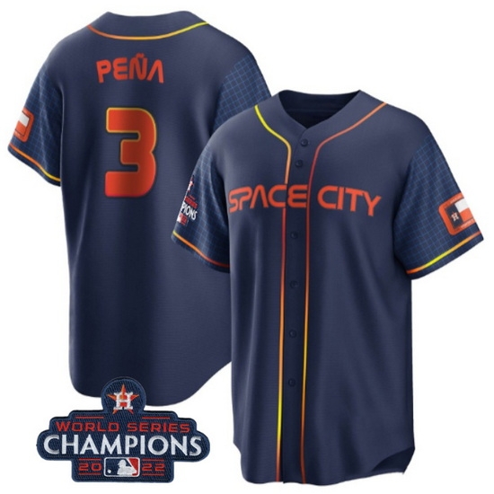 Men Houston Astros 3 Jeremy Pena Navy 2022 World Series Champions City Connect Stitched Baseball Jersey Men Houston Astros 3 Jeremy Pena Navy 2022 World Series Champions City Connect Stitched Baseball Jersey