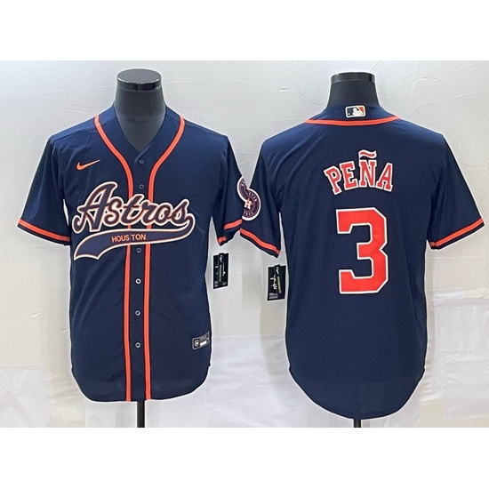 Men Houston Astros 3 Jeremy Pena Navy Cool Base Stitched Baseball Jersey Men Houston Astros 3 Jeremy Pena Navy Cool Base Stitched Baseball Jersey
