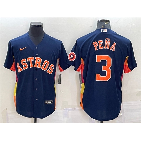 Men Houston Astros 3 Jeremy Pena Navy With Patch Cool Base Stitched Jersey_1 Men Houston Astros 3 Jeremy Pena Navy With Patch Cool Base Stitched Jersey_1