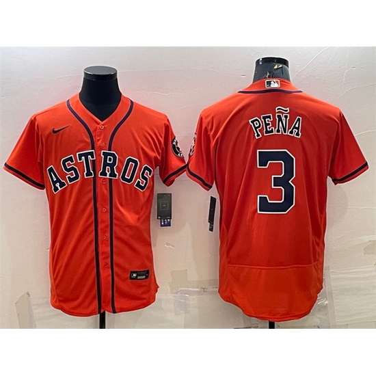 Men Houston Astros 3 Jeremy Pena Orange Flex Base Stitched Baseball Jersey Men Houston Astros 3 Jeremy Pena Orange Flex Base Stitched Baseball Jersey