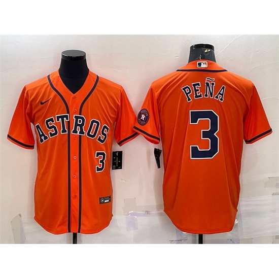 Men Houston Astros 3 Jeremy Pena Orange With Patch Cool Base Stitched Jersey_1 Men Houston Astros 3 Jeremy Pena Orange With Patch Cool Base Stitched Jersey_1