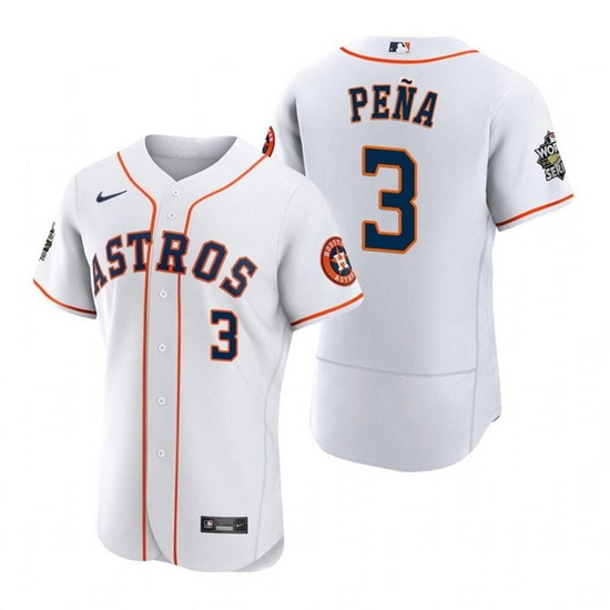 Men Houston Astros 3 Jeremy Pena White 2022 World Series Flex Base Stitched Baseball Jersey Men Houston Astros 3 Jeremy Pena White 2022 World Series Flex Base Stitched Baseball Jersey