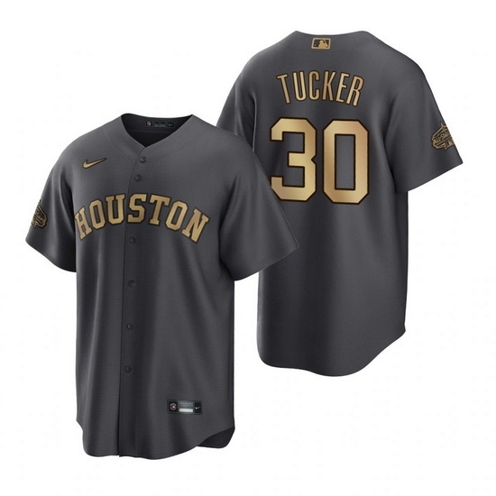 Men Houston Astros 30 Kyle Tucker 2022 All Star Charcoal Cool Base Stitched Baseball Jersey Men Houston Astros 30 Kyle Tucker 2022 All Star Charcoal Cool Base Stitched Baseball Jersey