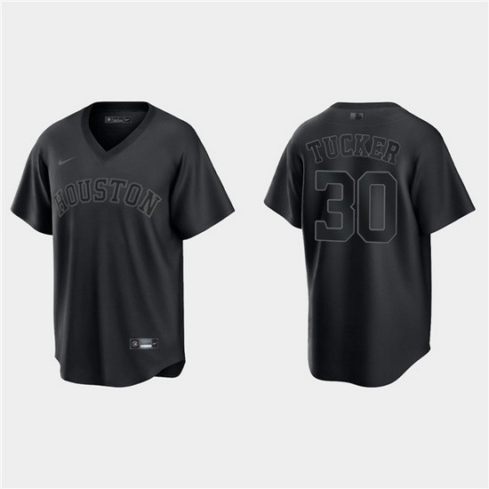 Men Houston Astros 30 Kyle Tucker Black Pitch Black Fashion Replica Stitched Jersey Men Houston Astros 30 Kyle Tucker Black Pitch Black Fashion Replica Stitched Jersey