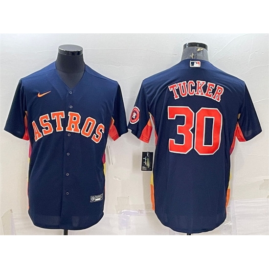 Men Houston Astros 30 Kyle Tucker Navy With Patch Cool Base Stitched Jersey Men Houston Astros 30 Kyle Tucker Navy With Patch Cool Base Stitched Jersey