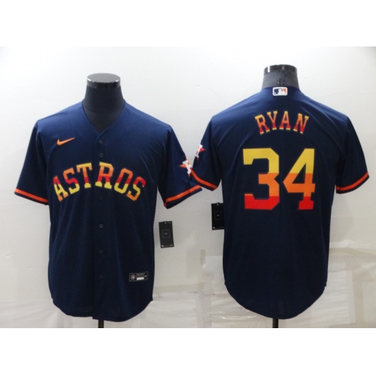 Men Houston Astros 34 Nolan Ryan 2022 Navy Cool Base Stitched Jerse Men Houston Astros 34 Nolan Ryan 2022 Navy Cool Base Stitched Jerse