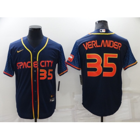 Men Houston Astros 35 Justin Verlander 2022 Navy City Connect Cool Base Stitched Jerse Men Houston Astros 35 Justin Verlander 2022 Navy City Connect Cool Base Stitched Jerse