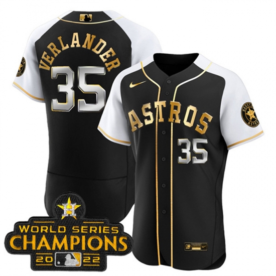 Men Houston Astros 35 Justin Verlander 2023 Black Gold Alternate Flex Base Stitched Baseball Jersey Men Houston Astros 35 Justin Verlander 2023 Black Gold Alternate Flex Base Stitched Baseball Jersey