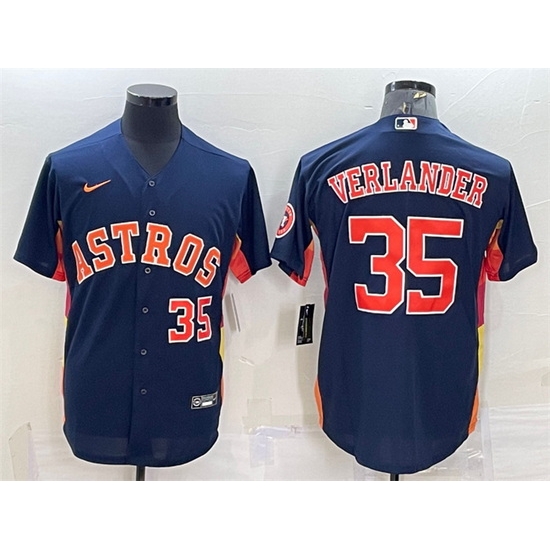 Men Houston Astros 35 Justin Verlander Navy With Patch Cool Base Stitched Jersey Men Houston Astros 35 Justin Verlander Navy With Patch Cool Base Stitched Jersey