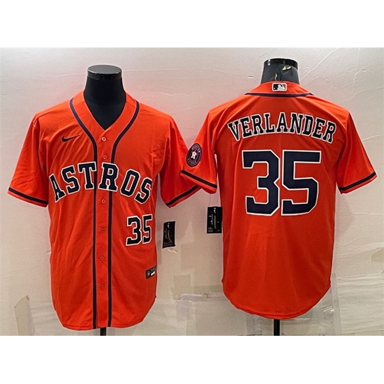Men Houston Astros 35 Justin Verlander Orange With Patch Cool Base Stitched Jersey Men Houston Astros 35 Justin Verlander Orange With Patch Cool Base Stitched Jersey
