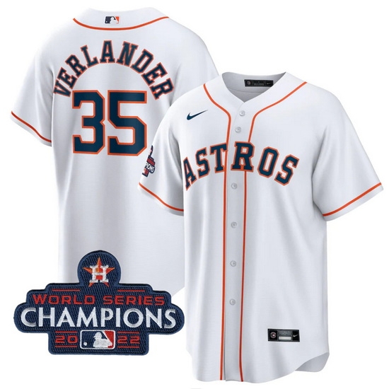Men Houston Astros 35 Justin Verlander White 2022 World Series Champions Home Stitched Baseball Jersey Men Houston Astros 35 Justin Verlander White 2022 World Series Champions Home Stitched Baseball Jersey