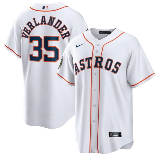 Men Houston Astros 35 Justin Verlander White 2022 World Series Home Stitched Baseball Jersey Men Houston Astros 35 Justin Verlander White 2022 World Series Home Stitched Baseball Jersey