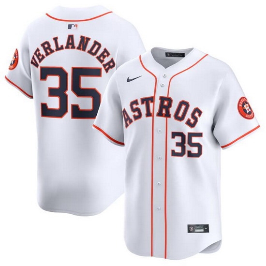 Men Houston Astros 35 Justin Verlander White 2024 Home Limited Stitched Baseball Jersey Men Houston Astros 35 Justin Verlander White 2024 Home Limited Stitched Baseball Jersey