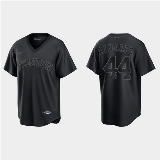 Men Houston Astros 44 Yordan Alvarez Black Pitch Black Fashion Replica Stitched Jersey Men Houston Astros 44 Yordan Alvarez Black Pitch Black Fashion Replica Stitched Jersey