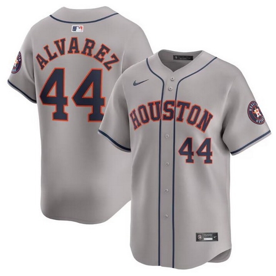 Men Houston Astros 44 Yordan Alvarez Grey 2024 Away Limited Stitched Baseball Jersey Men Houston Astros 44 Yordan Alvarez Grey 2024 Away Limited Stitched Baseball Jersey