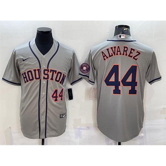 Men Houston Astros 44 Yordan Alvarez Grey With Patch Cool Base Stitched Jersey Men Houston Astros 44 Yordan Alvarez Grey With Patch Cool Base Stitched Jersey