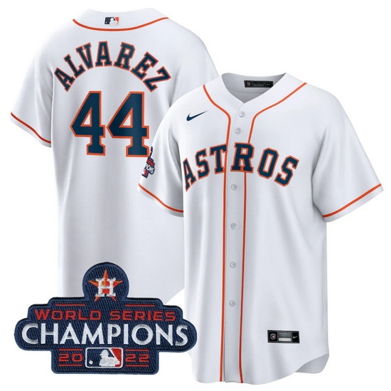Men Houston Astros 44 Yordan Alvarez White 2022 World Series Champions Home Stitched Baseball Jersey Men Houston Astros 44 Yordan Alvarez White 2022 World Series Champions Home Stitched Baseball Jersey