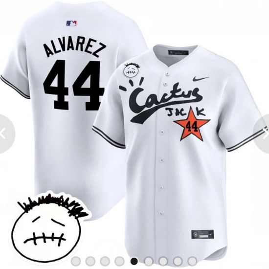 Men Houston Astros 44 Yordan Alvarez White Cactus Jack Vapor Premier Limited Stitched White Baseball Jersey Men Houston Astros 44 Yordan Alvarez White Cactus Jack Vapor Premier Limited Stitched White Baseball Jersey