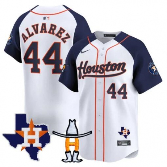 Men Houston Astros 44 Yordan Alvarez White Navy Premier Patch Cool Base Stitched Baseball Jersey Men Houston Astros 44 Yordan Alvarez White Navy Premier Patch Cool Base Stitched Baseball Jersey