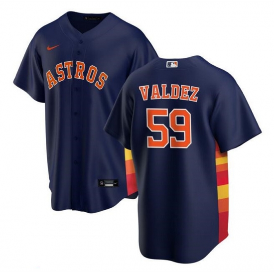 Men Houston Astros 59 Framber Valdez Navy Cool Base Stitched Baseball Jersey Men Houston Astros 59 Framber Valdez Navy Cool Base Stitched Baseball Jersey