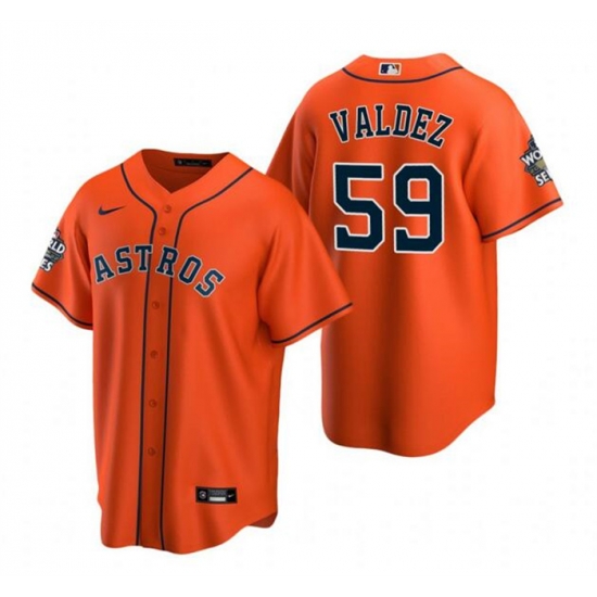 Men Houston Astros 59 Framber Valdez Orange Cool Base Stitched Baseball Jersey Men Houston Astros 59 Framber Valdez Orange Cool Base Stitched Baseball Jersey