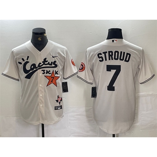 Men Houston Astros 7 C J Stroud Cream Cactus Jack Vapor Premier Limited Stitched Baseball Jersey Men Houston Astros 7 C J Stroud Cream Cactus Jack Vapor Premier Limited Stitched Baseball Jersey