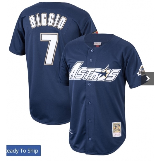Men Houston Astros 7 Craig Biggio Navy Blue Throwback Stitched MLB Jersey Men Houston Astros 7 Craig Biggio Navy Blue Throwback Stitched MLB Jersey