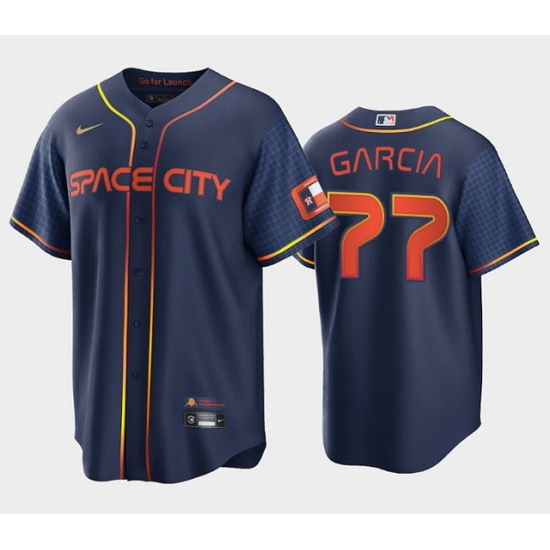 Men Houston Astros 77 Luis Garcia 2022 Navy City Connect Cool Base Stitched Jerse Men Houston Astros 77 Luis Garcia 2022 Navy City Connect Cool Base Stitched Jerse