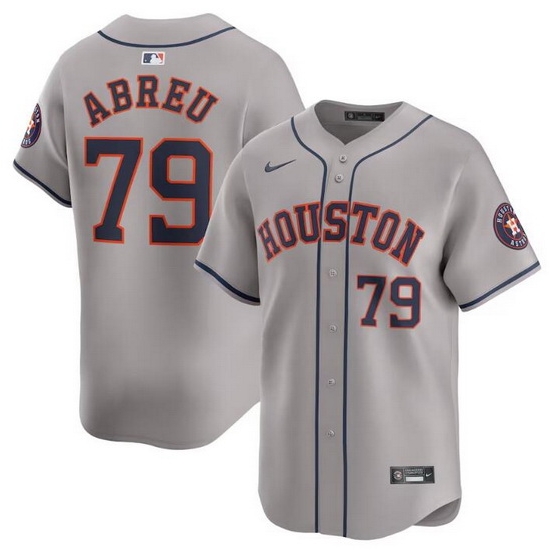 Men Houston Astros 79 Jose Abreu Grey 2024 Away Limited Stitched Baseball Jersey Men Houston Astros 79 Jose Abreu Grey 2024 Away Limited Stitched Baseball Jersey