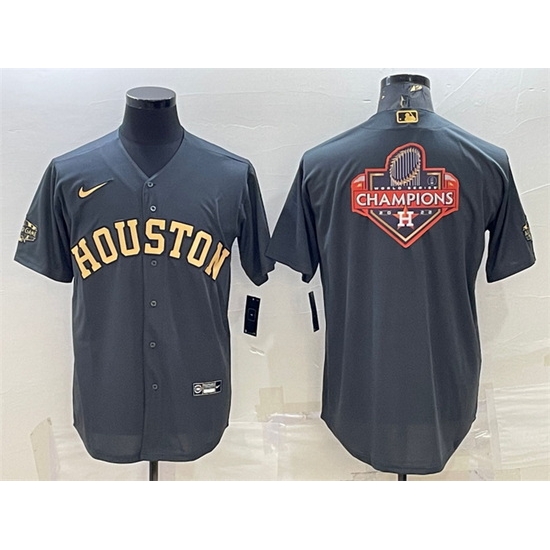 Men Houston Astros All Star Charcoal 2022 World Series Champions Team Big Logo Cool Base Stitched Jersey Men Houston Astros All Star Charcoal 2022 World Series Champions Team Big Logo Cool Base Stitched Jersey