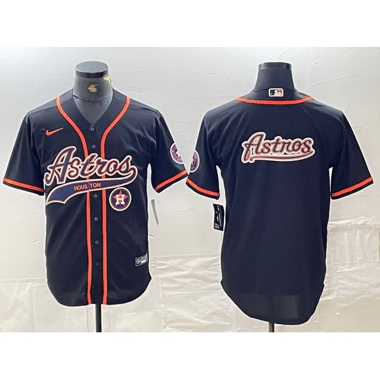 Men Houston Astros Black Team Big Logo With Patch Cool Base Stitched Baseball Jersey 7 Men Houston Astros Black Team Big Logo With Patch Cool Base Stitched Baseball Jersey 7