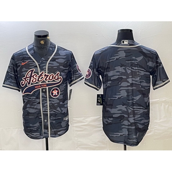 Men Houston Astros Blank Gray Camo With Patch Cool Base Stitched Baseball Jersey 7 Men Houston Astros Blank Gray Camo With Patch Cool Base Stitched Baseball Jersey 7