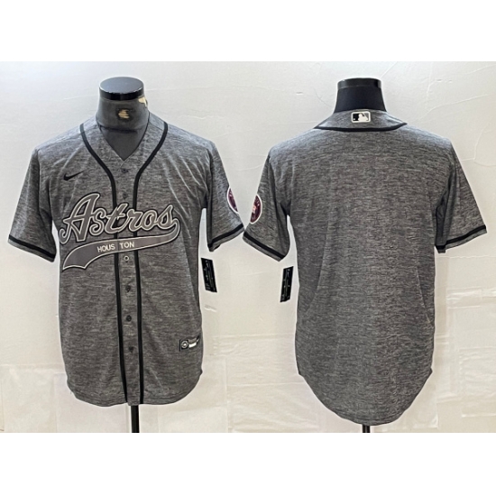 Men Houston Astros Blank Grey With Patch Cool Base Stitched Baseball Jersey Men Houston Astros Blank Grey With Patch Cool Base Stitched Baseball Jersey