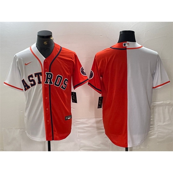 Men Houston Astros Blank White Orange Split With Patch Cool Base Stitched Baseball Jerseys Men Houston Astros Blank White Orange Split With Patch Cool Base Stitched Baseball Jerseys