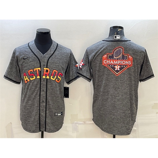 Men Houston Astros Grey 2022 World Series Champions Team Big Logo Cool Base Stitched Baseball Jersey Men Houston Astros Grey 2022 World Series Champions Team Big Logo Cool Base Stitched Baseball Jersey
