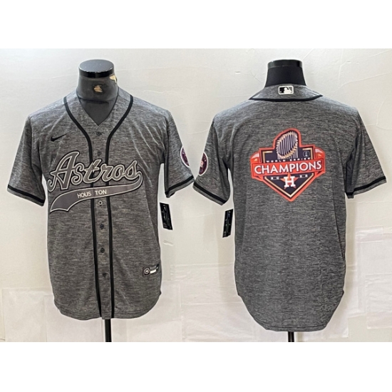 Men Houston Astros Grey Team Big Logo With Patch Cool Base Stitched Baseball Jersey 2 Men Houston Astros Grey Team Big Logo With Patch Cool Base Stitched Baseball Jersey 2